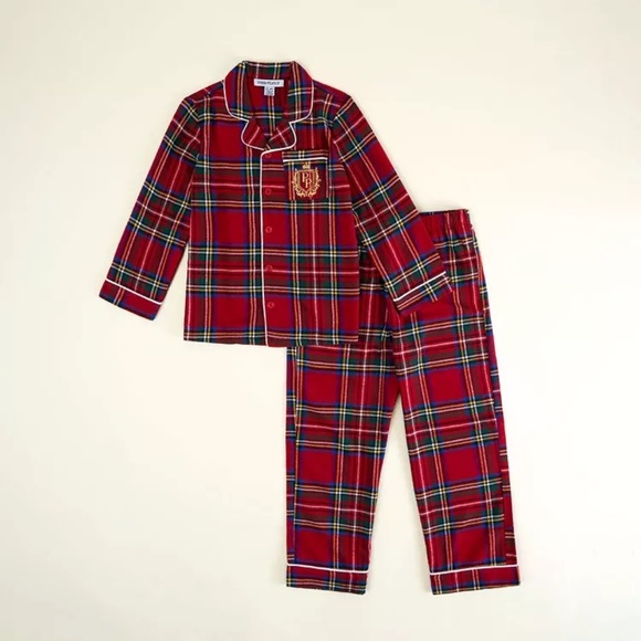 NWT Posh Peanut Red Tartan Plaid Flannelette Luxe Holiday Pajama Set 7Y-8Y - Picture 2 of 2